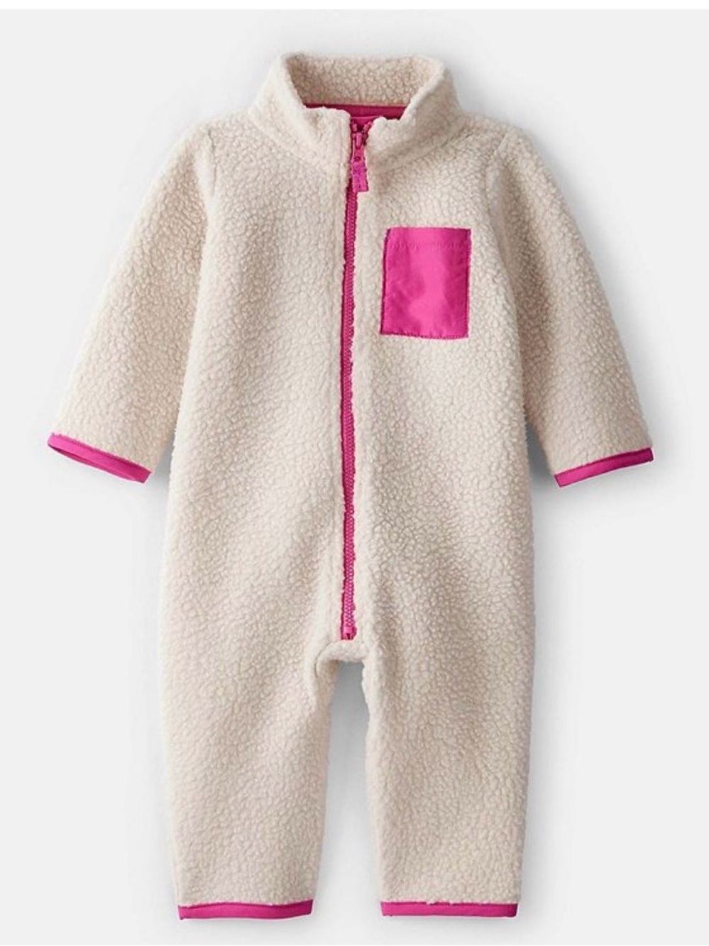 Baby Girl Carter's Color block Fleece Long Sleeve Jumpsuit in Khaki, Size 6M